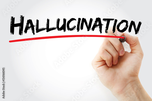 "Hand writing Hallucination with marker, concept background" Stock