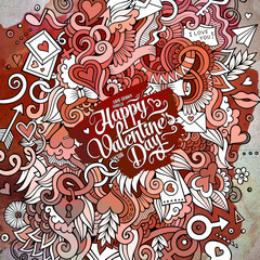 Cartoon cute doodles hand drawn Valentines Day frame