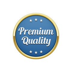 Gold blue premium quality round badge, banner  