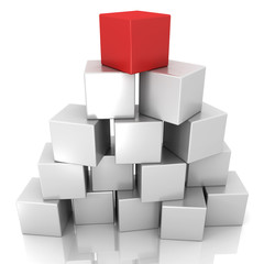 white and red cubes 3d