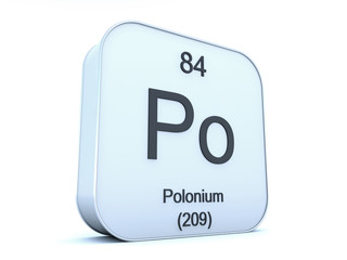 Polonium element on white square icon