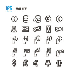 icon money bill coin hand currency vector on white background