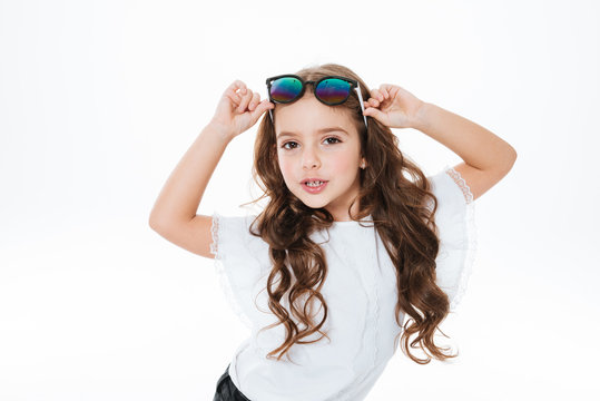 Portrait of cute cutly little girl in sunglasses