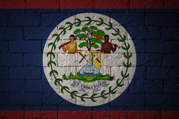 Flag with original proportions. Closeup of grunge flag of Belize.