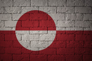 Flag with original proportions. Closeup of grunge flag of Greenland