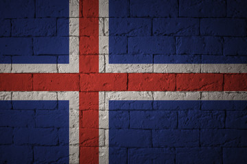 Flag with original proportions. Closeup of grunge flag of Iceland