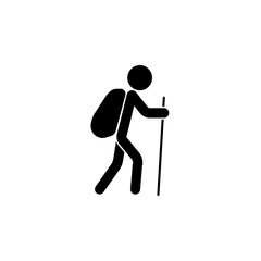Tourist backpacker solid icon, travel & tourism, man with backpack and hiking, a filled pattern on a white background, eps 10.