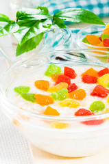 Oatmeal with colorful candied fruits