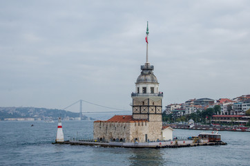  Istanbul, Turkey - October 19, 2015: Maiden Tower, Kiz Kulesi