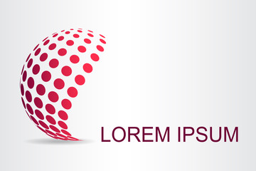 Logo stylized spherical surface with abstract shapes