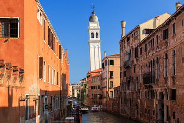Fototapeta na wymiar Church Chiesa di San Giorgio dei Greci - Leaning tower of Venice, Italy