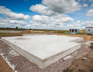 The foundation of the house. Pouring the foundation for a new bu