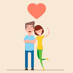 Couple in love. Characters for the feast of Saint Valentine. Vector illustration in cartoon style
