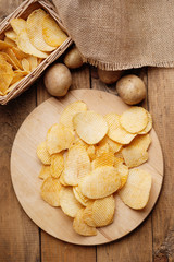 Crispy potato chips and potato 