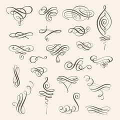 Vector set of calligraphic design elements and page decorations