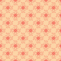 Flower and twig seamless pattern