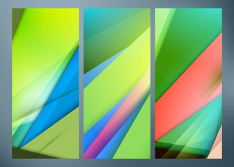 Set of abstract green wave backgrounds for poster, flyer, bunner templates. Vector illustration. Spring or summer background. Wave background with light effects