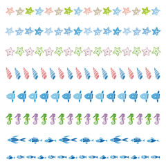 海と夏素材の飾り罫線