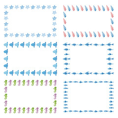 海と夏素材の飾り枠