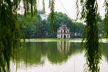 Hanoi, Vietnam. Turtle Tower at Hoan Kiem Lake