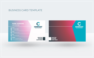 Double-sided creative business card template. Vector illustration. Stationery design