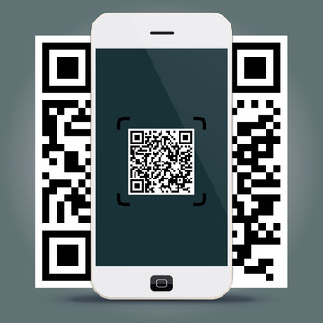 QR Codes decoding with a smartphone - quick response code business infographic template