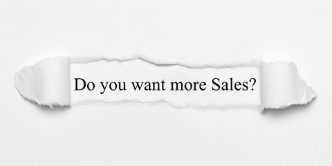 Do you want more Sales? on white torn paper