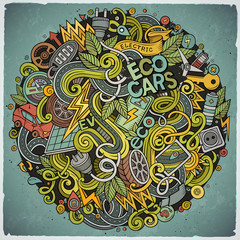 Cartoon cute doodles Electric cars illustration