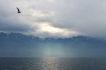 Mountains in cloudy weather