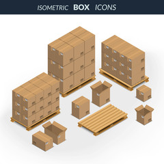 Set of icons cardboard boxes