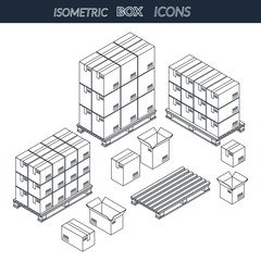 Set of icons cardboard boxes