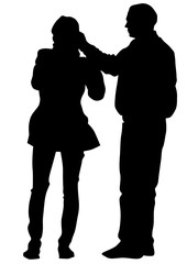 Couple of young guy and girl on white background