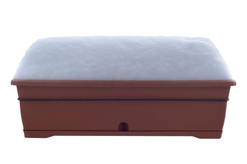 flower vase covered in snow