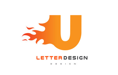 U Letter Flame Logo Design. Fire Logo Lettering Concept.