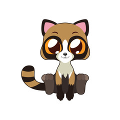 Cute tanuki ( raccon dog ) vector illustration art in flat color