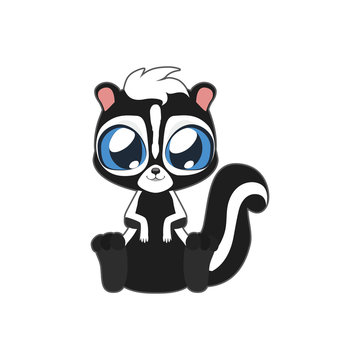 Cute skunk vector illustration art in flat color