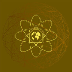 Flat paper cut style icon of science symbol