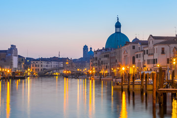 Morning at Venice city canal in Venice Italy
