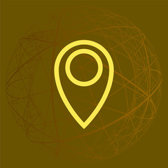 Flat paper cut style icon of map pointer