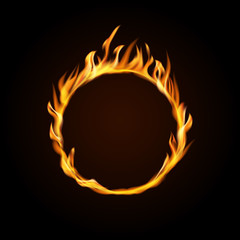 Fire burning circle on a black background