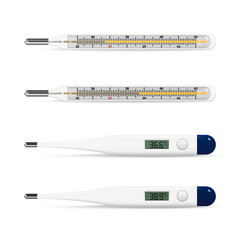 electronic and mercury glass thermometers