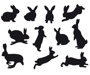 Silhouettes of Easter bunnies black  © Mareen Vandelay