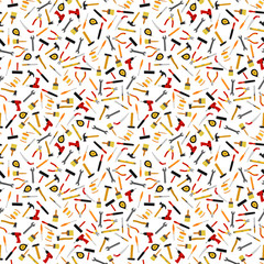 Seamless pattern of tools for construction and repair.