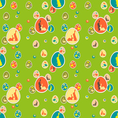 Easter Bunny in egg seamless background