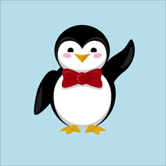 Little cute Penguin waving wing 