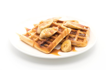 banana waffle with caramel