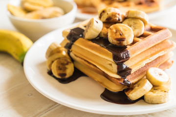 banana waffle with chocolate