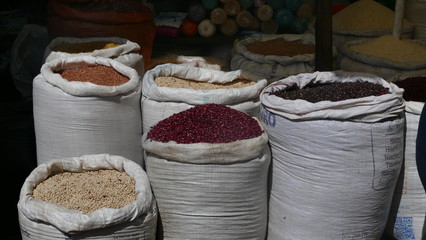 spices in jute bags