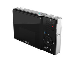 digital photo camera without shadow on white background 3d rende