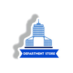 stylish icon in paper sticker style building Department Store